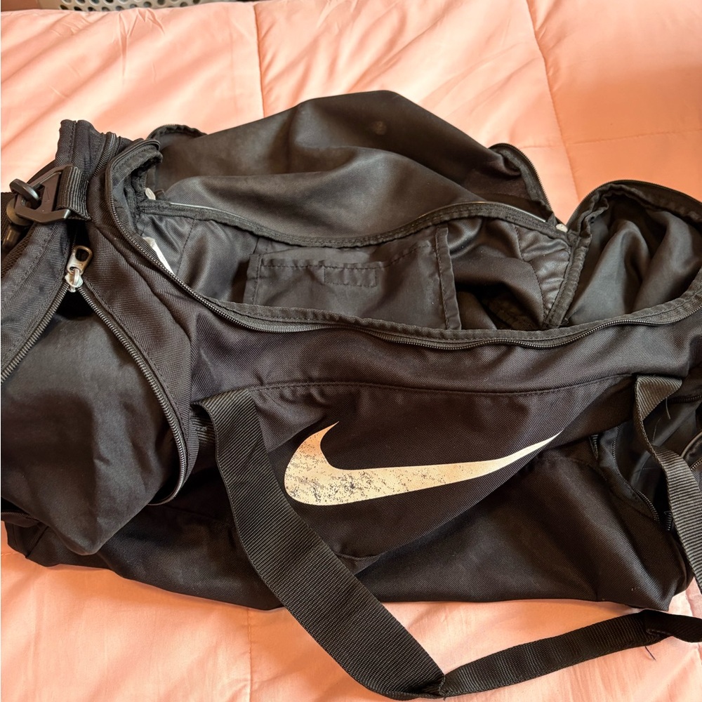 Nike Black Sports Duffel with White Swoosh